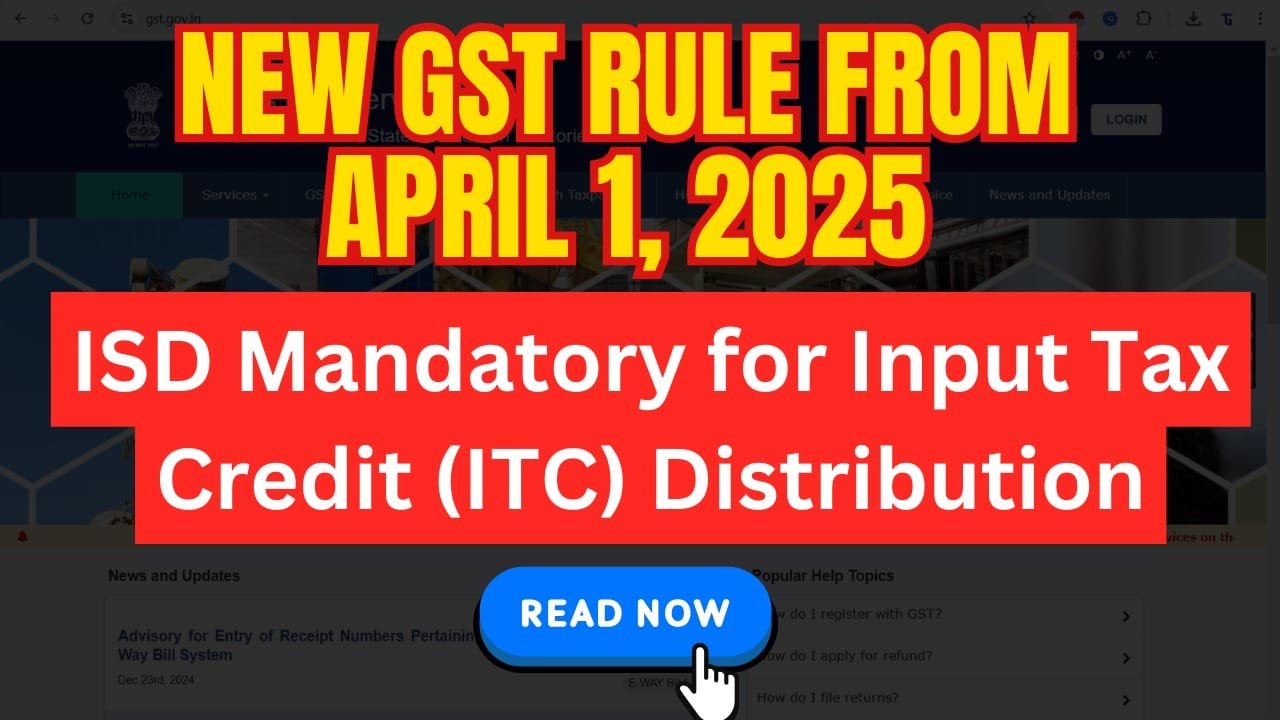 ISD Mandatory for Input Tax Credit